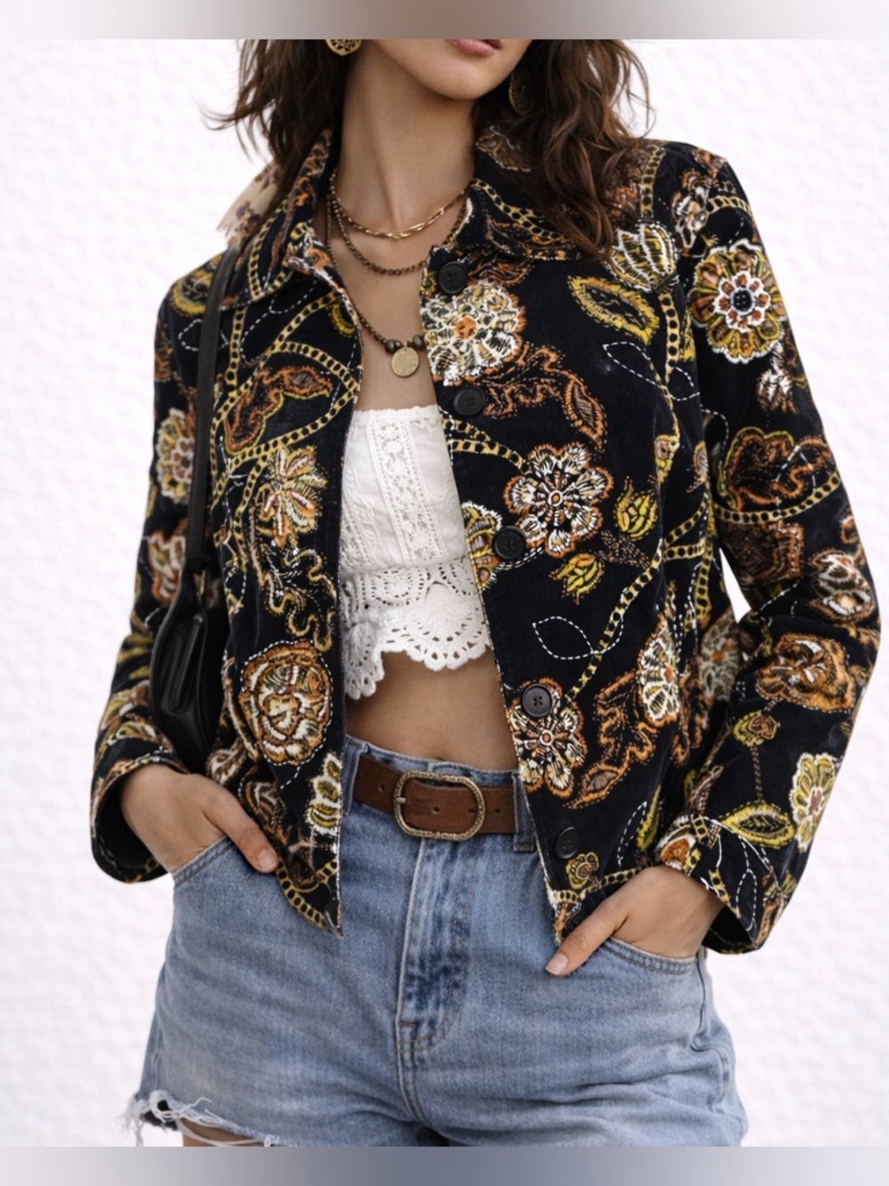 Randi M RARE Velvet Embroidered Jacket – Statement Floral Tapestry  Festival 6/M